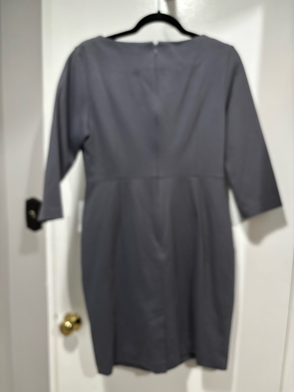 Adrianna Papell Charcoal Gray Long Sleeve Sheath Dress with Pintuck Size 12 - Picture 4 of 10